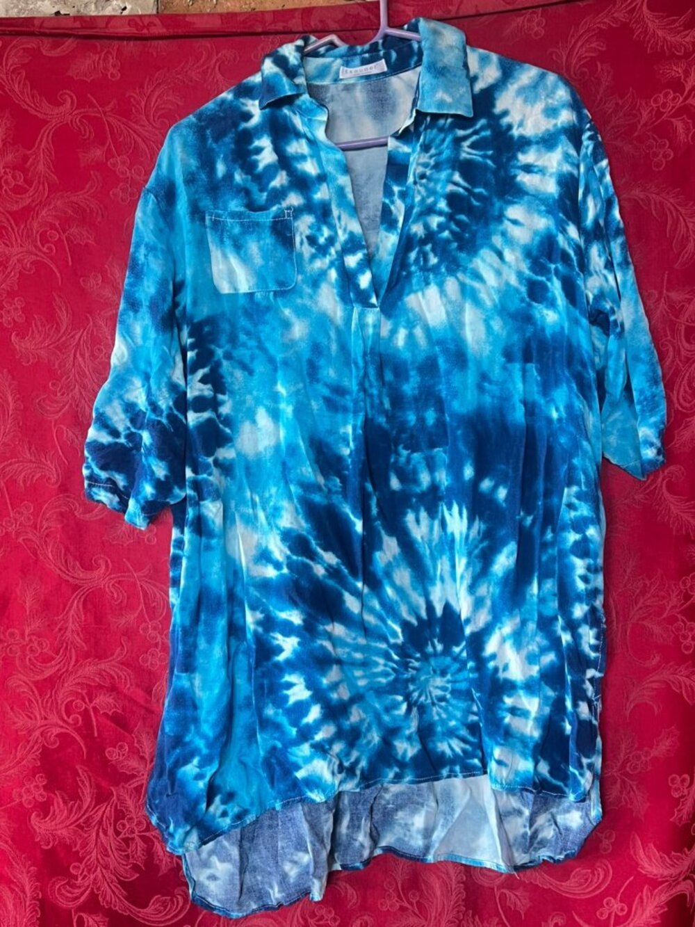 Ekouaer Women Tie-Dye Button Down Tunic Swim Cover-Up Size Large L
